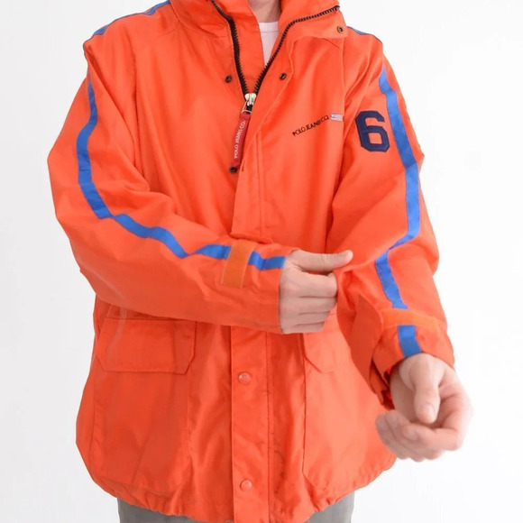 Vintage Polo Jeans Co. Ralph Lauren Orange Zip Up Rain Coat Size Medium - Picture 3 of 14